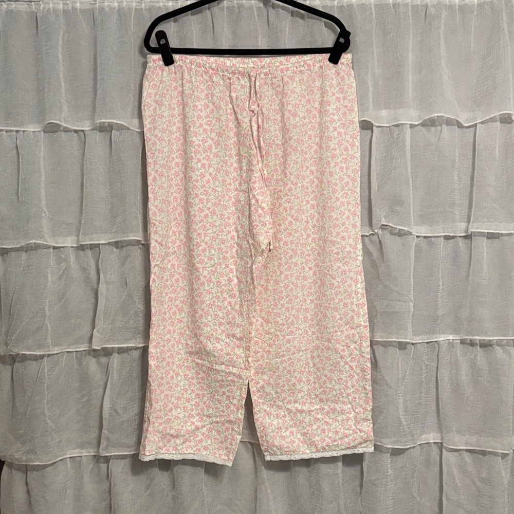 Laura Ashley Pink and Green Floral Pants